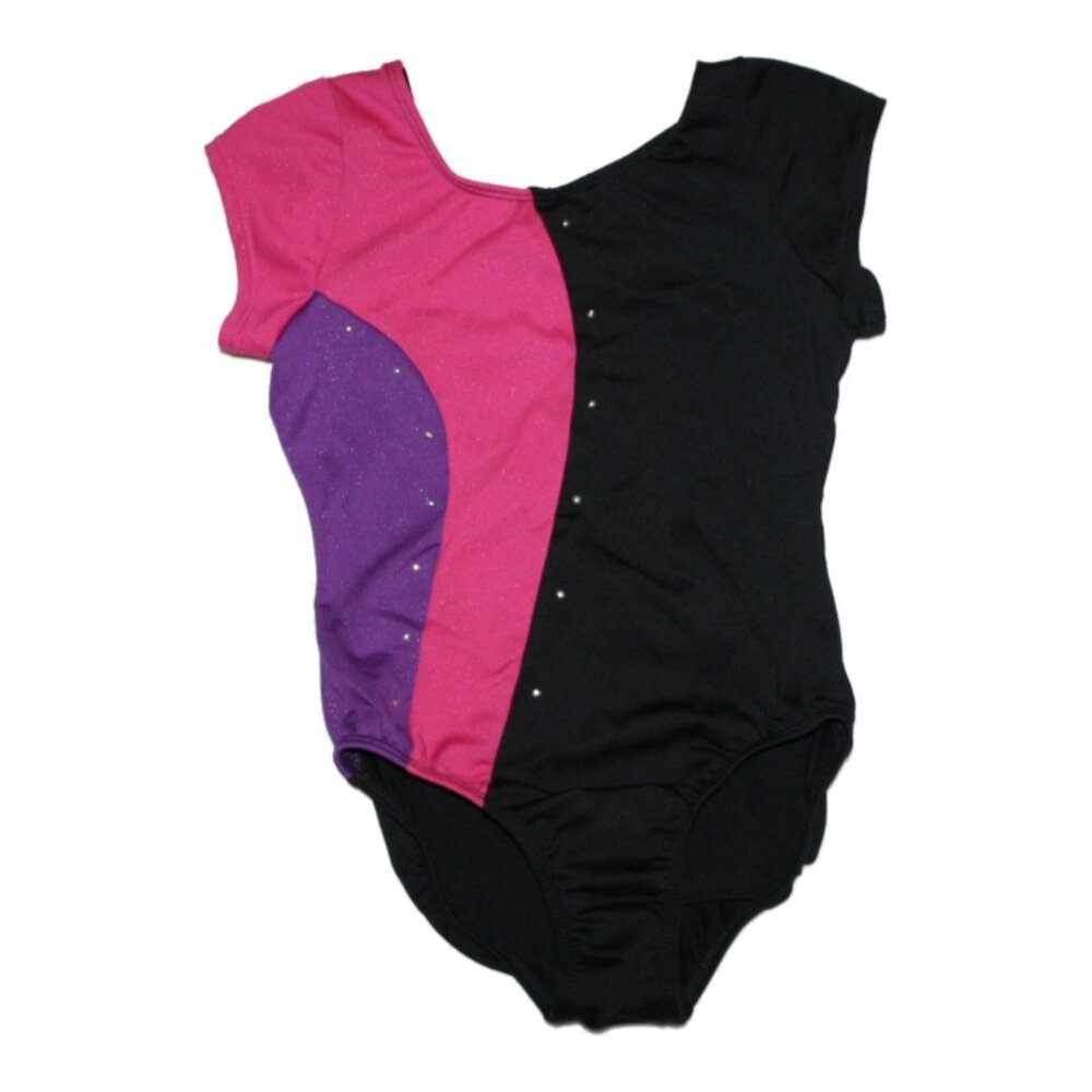 Girl Freestyle by Danskin Black Pink & Purple Dance Leotard Size 6/6X S